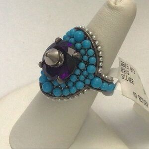 Authentic Gucci Crystal Resin Faux Pearl Cocktail Ring NWT Size 6.5